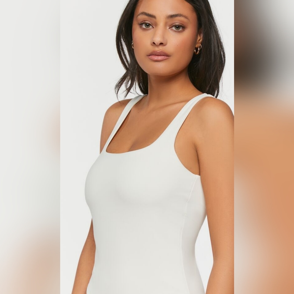 Forever 21 Contour Tank Bodysuit in Vanilla